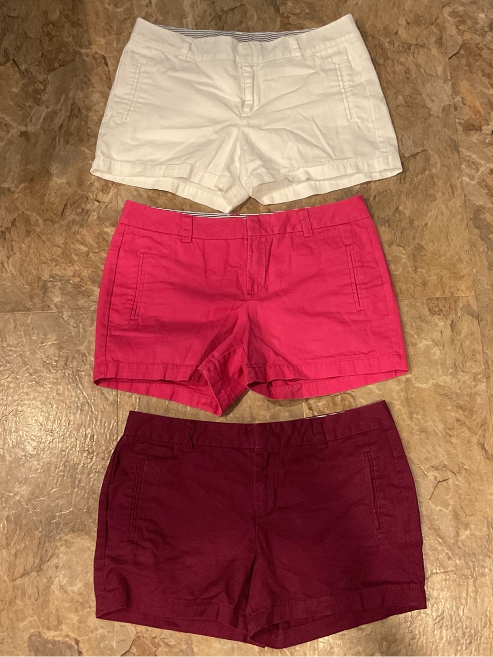 jcpenney Women’s Shorts Trio — White, Bright Pink & Burgundy